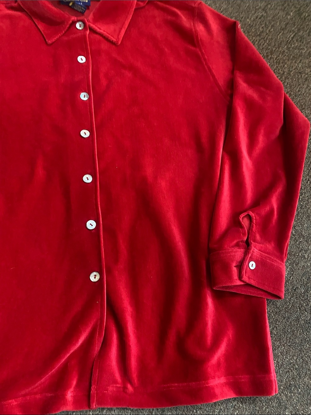 Charter Club Red Velour Button-Front Jacket - Picture 7 of 9